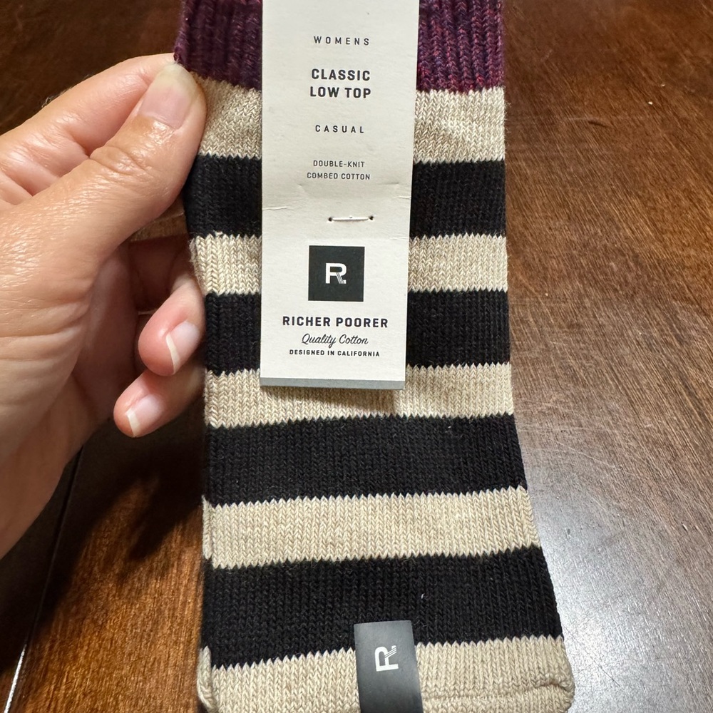 Richer Poorer Women's Striped Socks - Black, Cream, and Purple